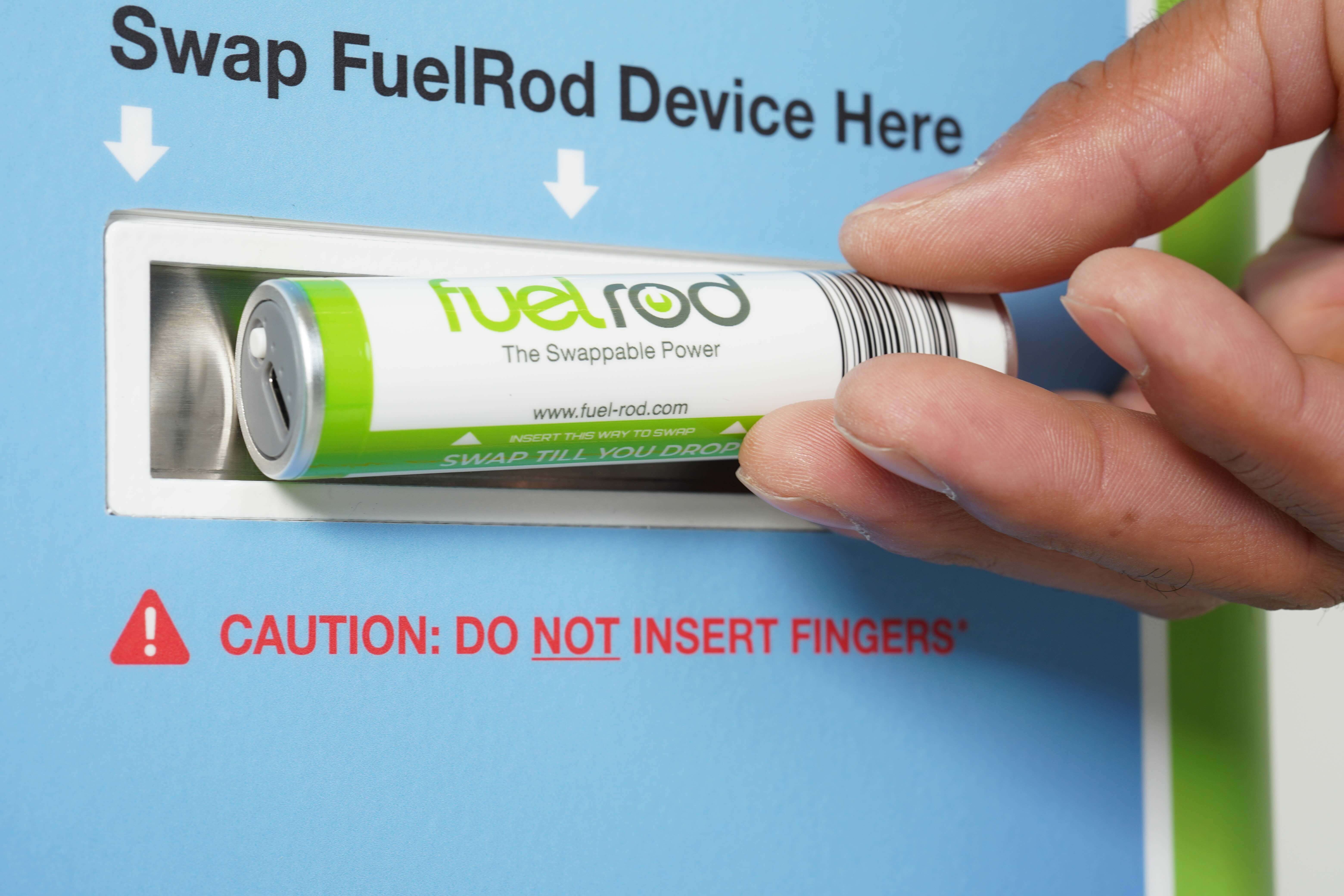 FuelRod swappable power stick being inserted into a kiosk and Preferred CFO