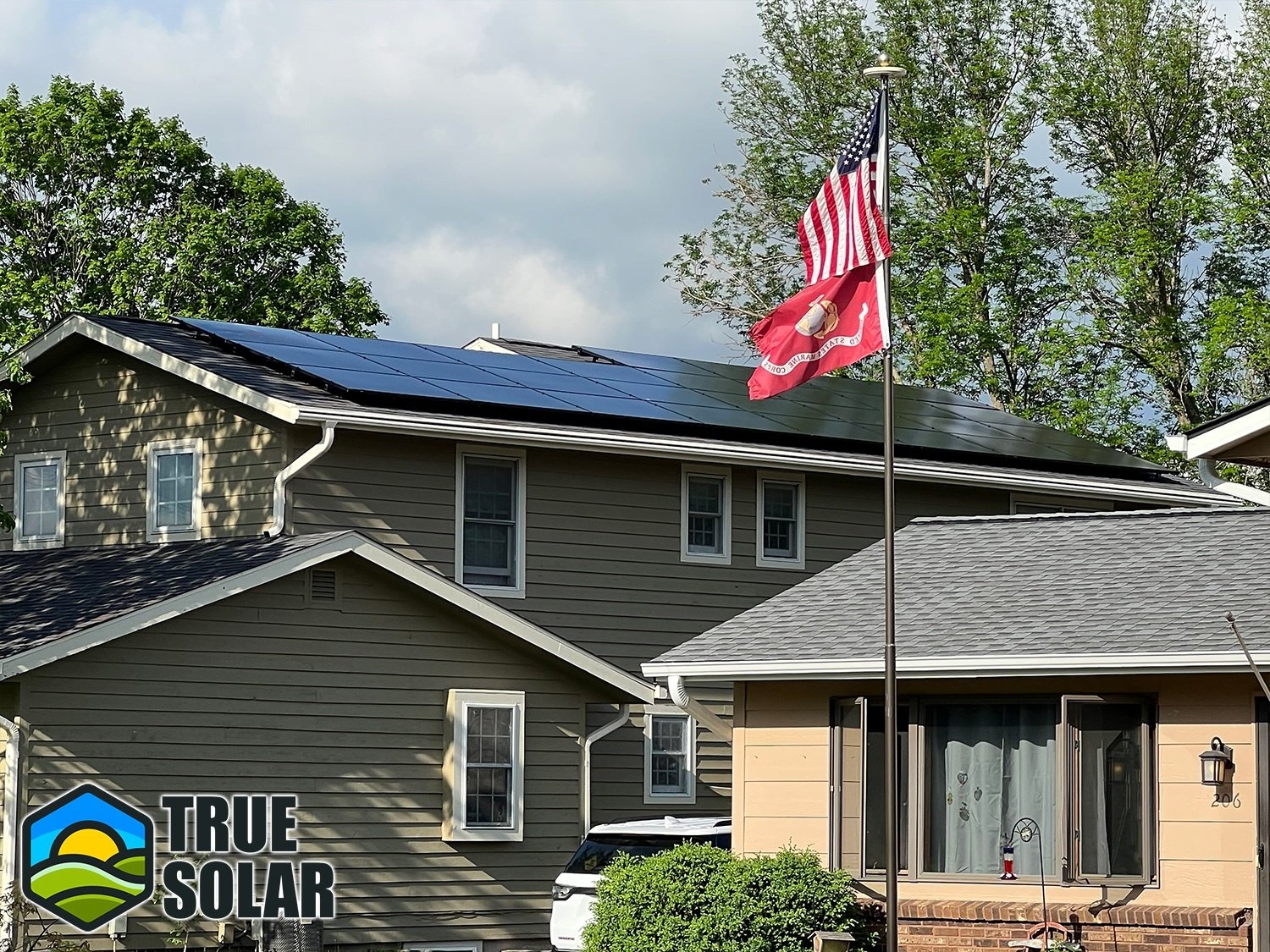 True Solar Home Solar on top of house in Iowa with Preferred CFO CFO consulting
