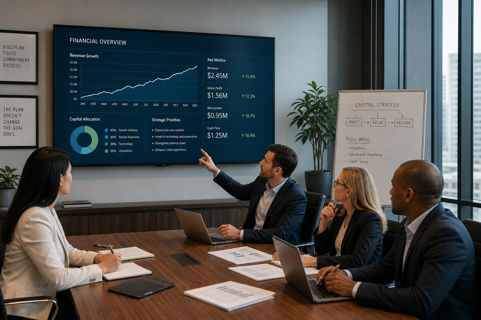 CEO discussing investor readiness with Preferred CFO financial advisor