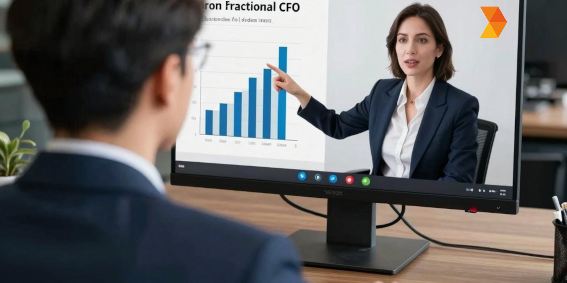 A business executive consulting online with a fractional CFO